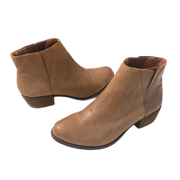 Lucky Brand Leather Benissa Booties Ankle Boots Dark Saddle Tan/Brown Size 6.5 - Picture 12 of 14